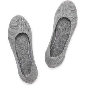 Frank Mully Women’s Grey Knit Fabric Round Toe Slip On Ballet Flat Shoes